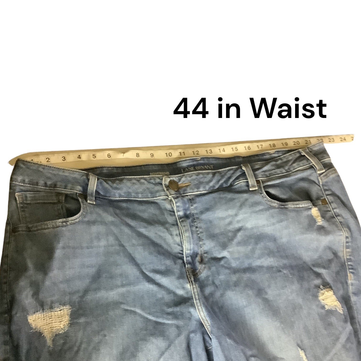 Lane Bryant Plus Size Boyfriend Distressed Denim Jeans Women 24R Blue Casual