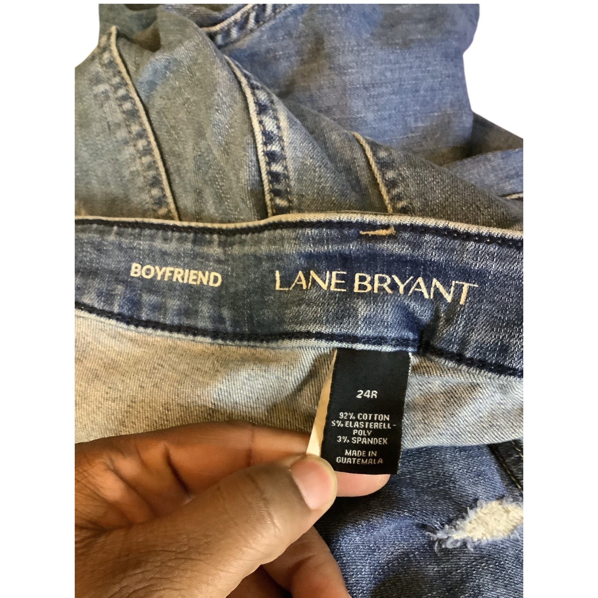 Lane Bryant Plus Size Boyfriend Distressed Denim Jeans Women 24R Blue Casual