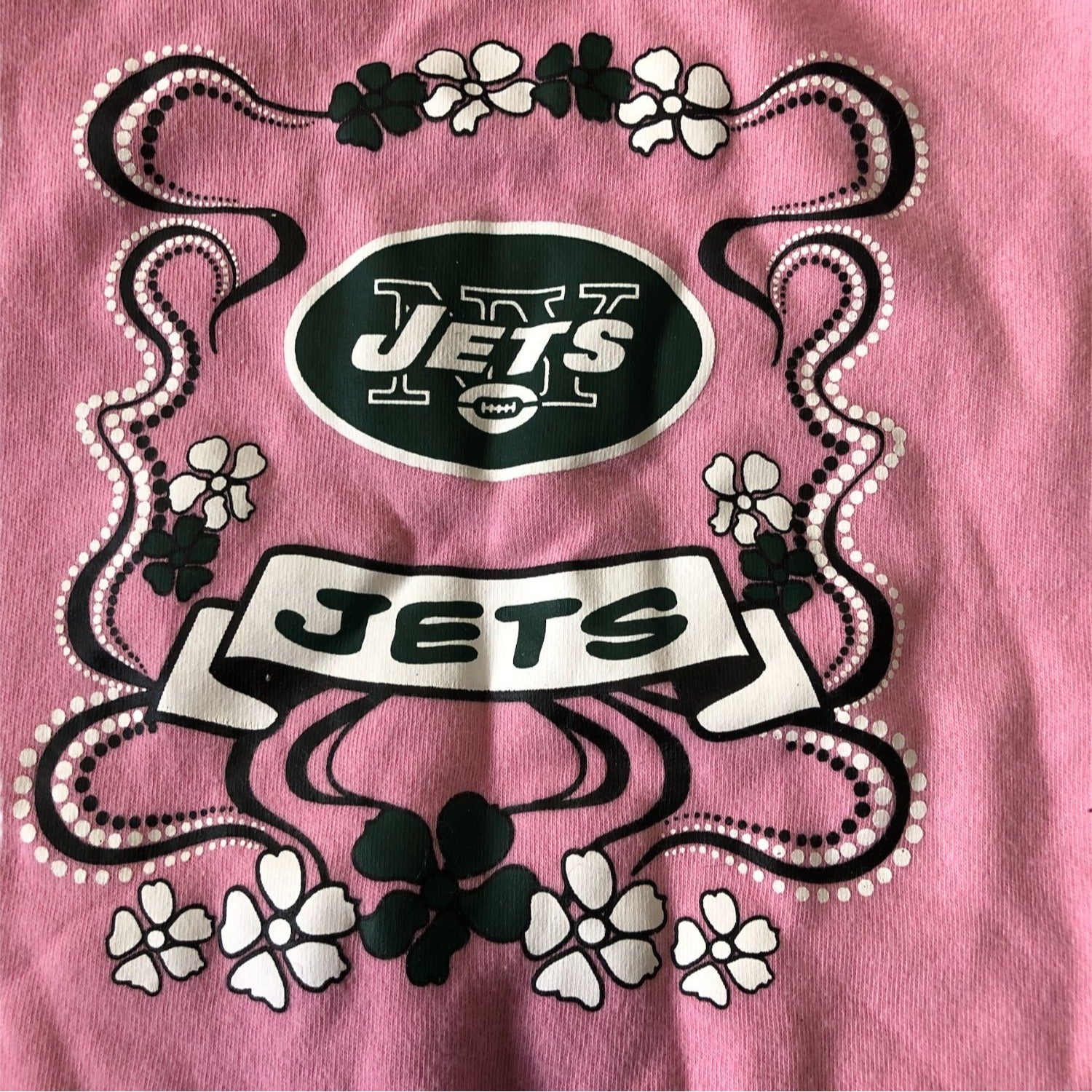 NFL Jets Baby Girls Pink Team Bodysuit Size 0-3 M Floral Design Snap Closures