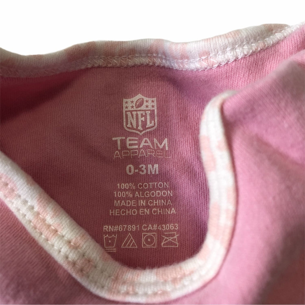 NFL Jets Baby Girls Pink Team Bodysuit Size 0-3 M Floral Design Snap Closures