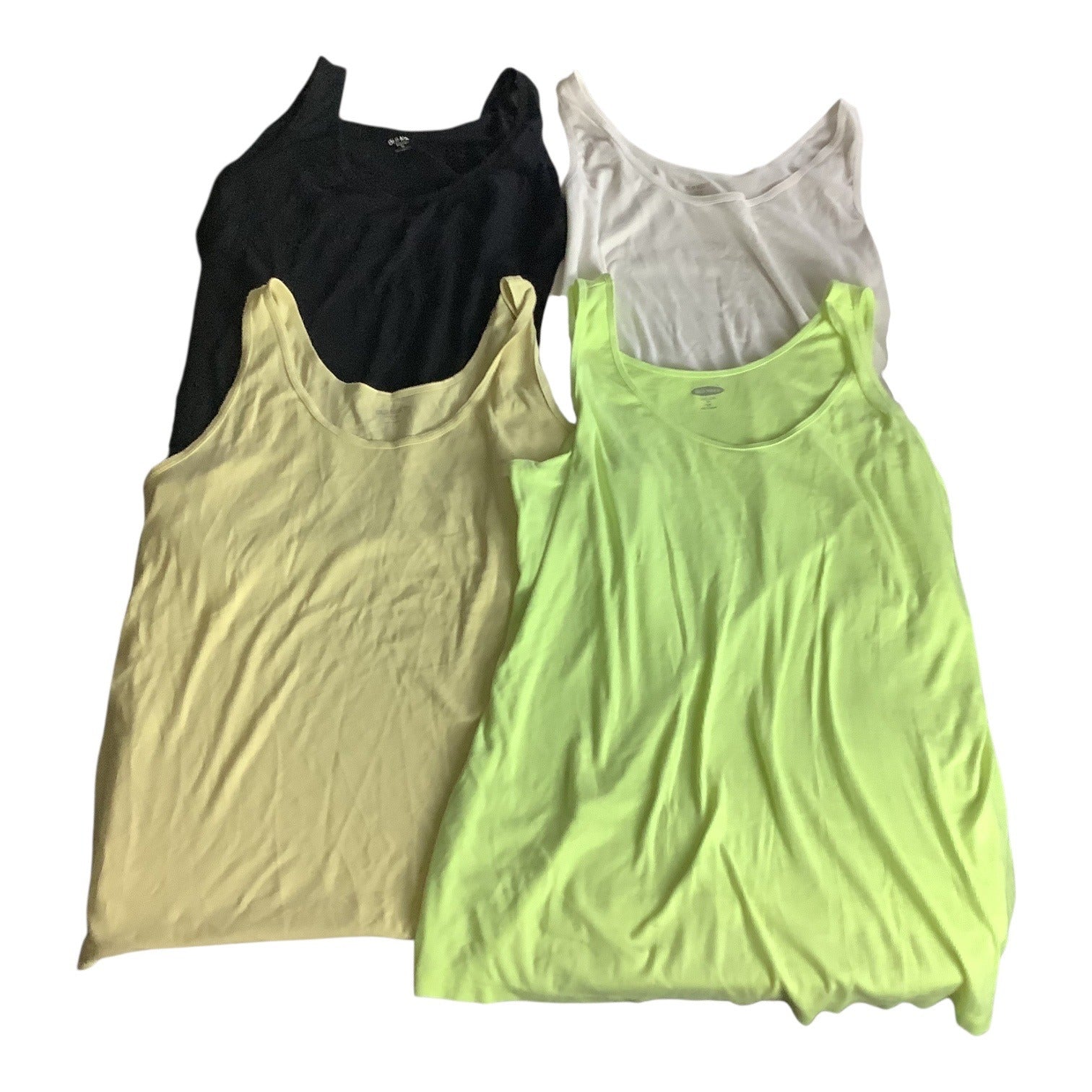 4 Pcs Old Navy Womens Size 3X Tank Tops Yellow White Black Neon Green