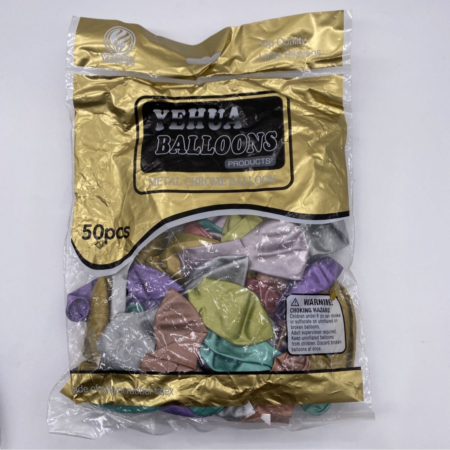 Yehua Balloons Metal Chrome 50 Pcs 2 Packs Natural Rubber Latex Durable Party