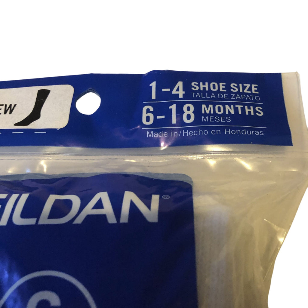 Gildan Baby Girls 6 Pair Crew Socks Size 1-4 Shoe 6-18 Months Green & White