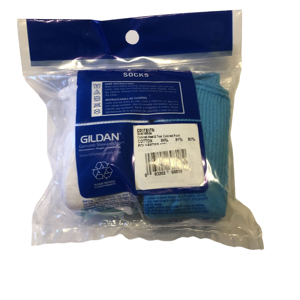 Gildan Baby Girls 6 Pair Crew Socks Size 1-4 Shoe 6-18 Months Green & White