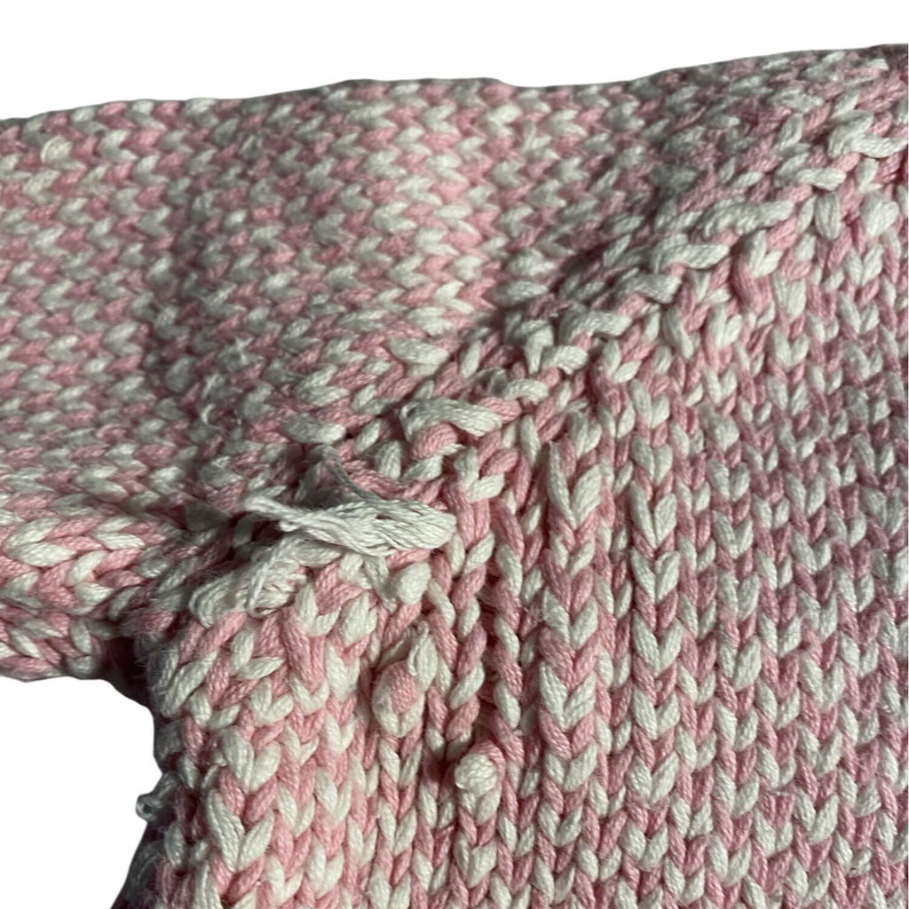 Koala Kids Baby Girl Fringe Knit Poncho Pink & White Size 3-6M 100% Cotton