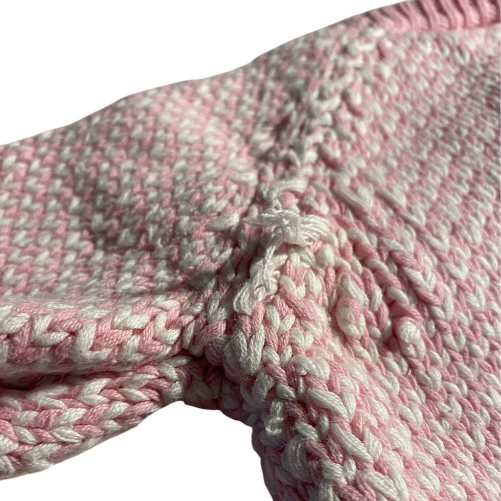 Koala Kids Baby Girl Fringe Knit Poncho Pink & White Size 3-6M 100% Cotton