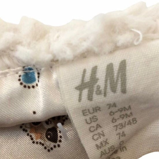 H&M Baby Girl White Faux Fur Vest Size 6-9 Months Lined Bow Closure Cozy Cute