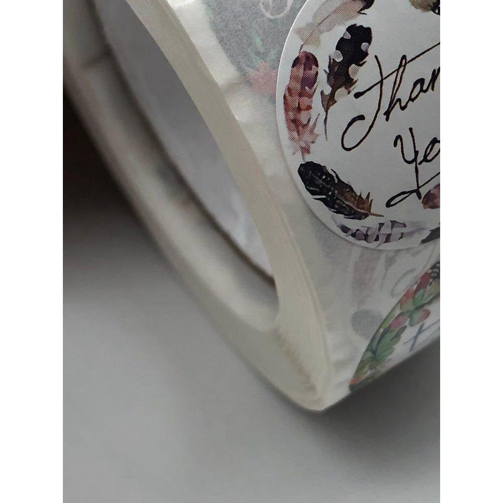 Thank You Stickers Roll 1in Label Round 500 Pcs Floral Design Variety Unisex