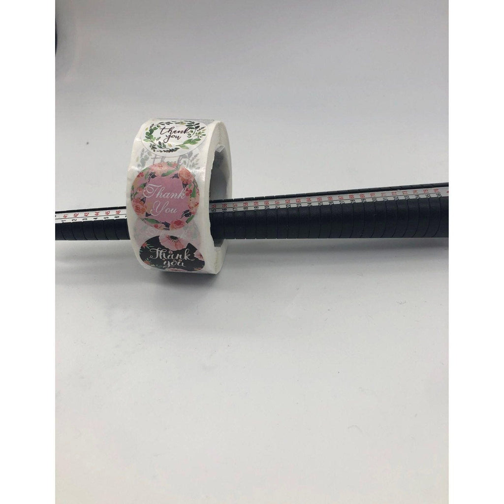 Thank You Stickers Roll 1in Label Round 500 Pcs Floral Design Variety Unisex
