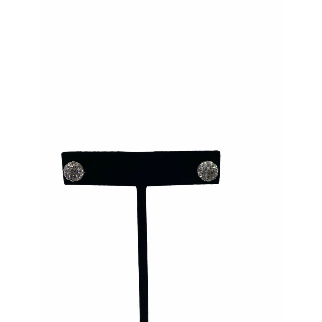 Flower Bud Ball Stud Earrings Diamond Crystal Hypoallergenic Ear Studs 8mm