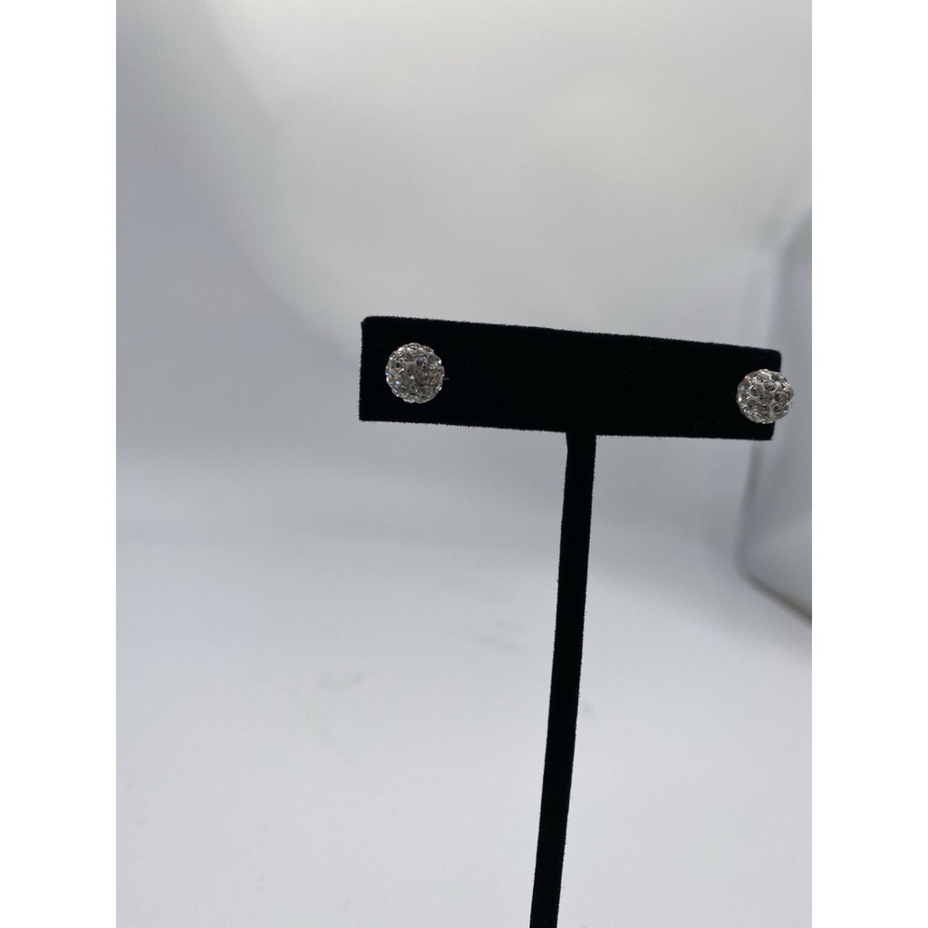 Flower Bud Ball Stud Earrings Diamond Crystal Hypoallergenic Ear Studs 8mm