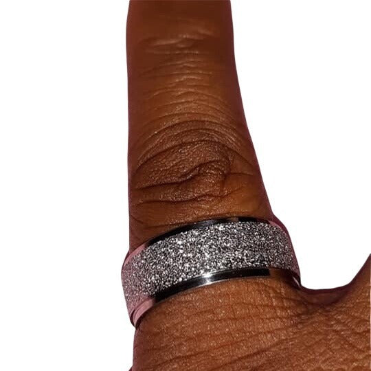 Matte Sliver Stainless Steel Ring Unisex With Subtle Glitter Finish Comfortable Fit Durable & Modern Design Includes Gift Box