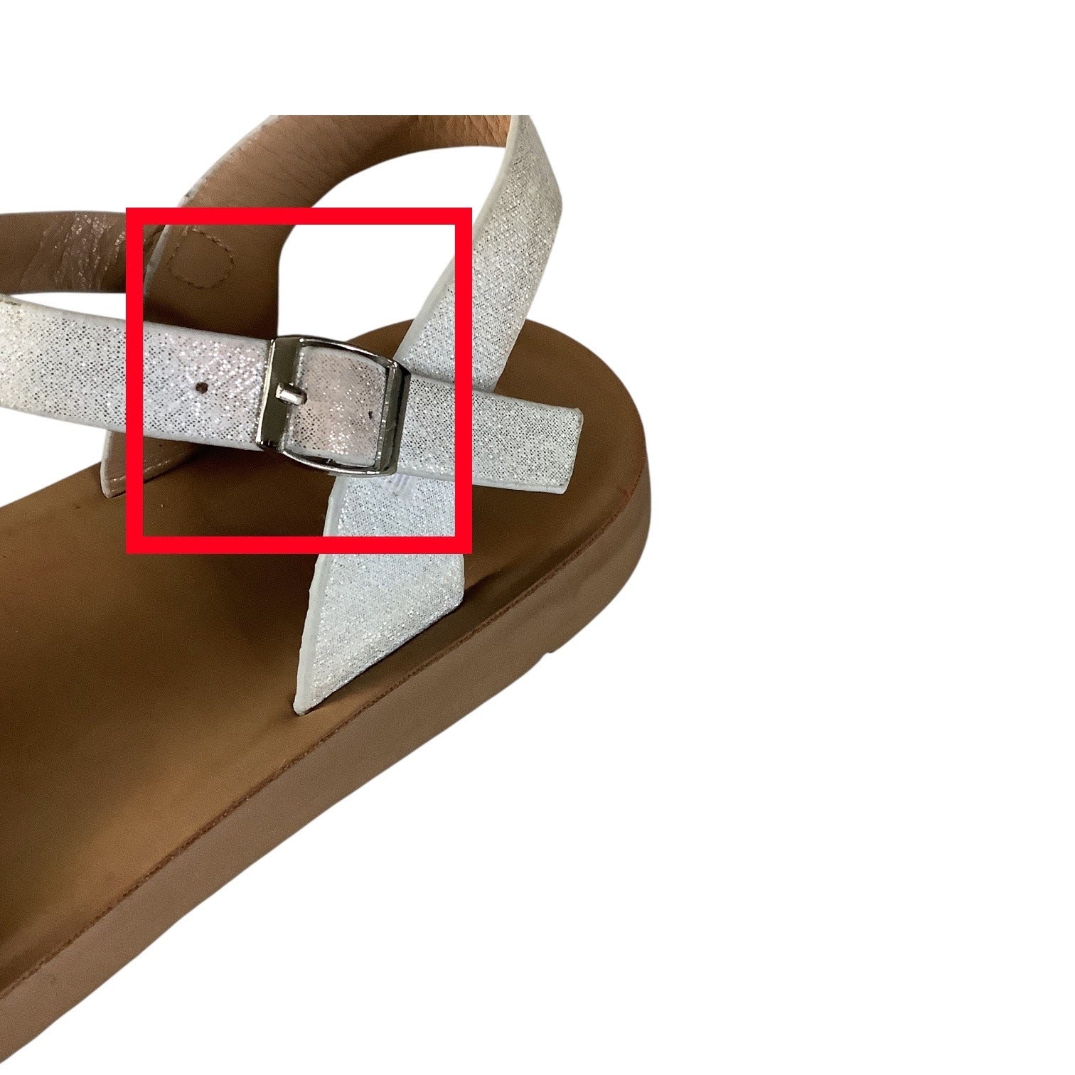 Link Comfort Girls White Rhinestone T-Strap Sandals Sz 3 Adjustable Buckle Strap