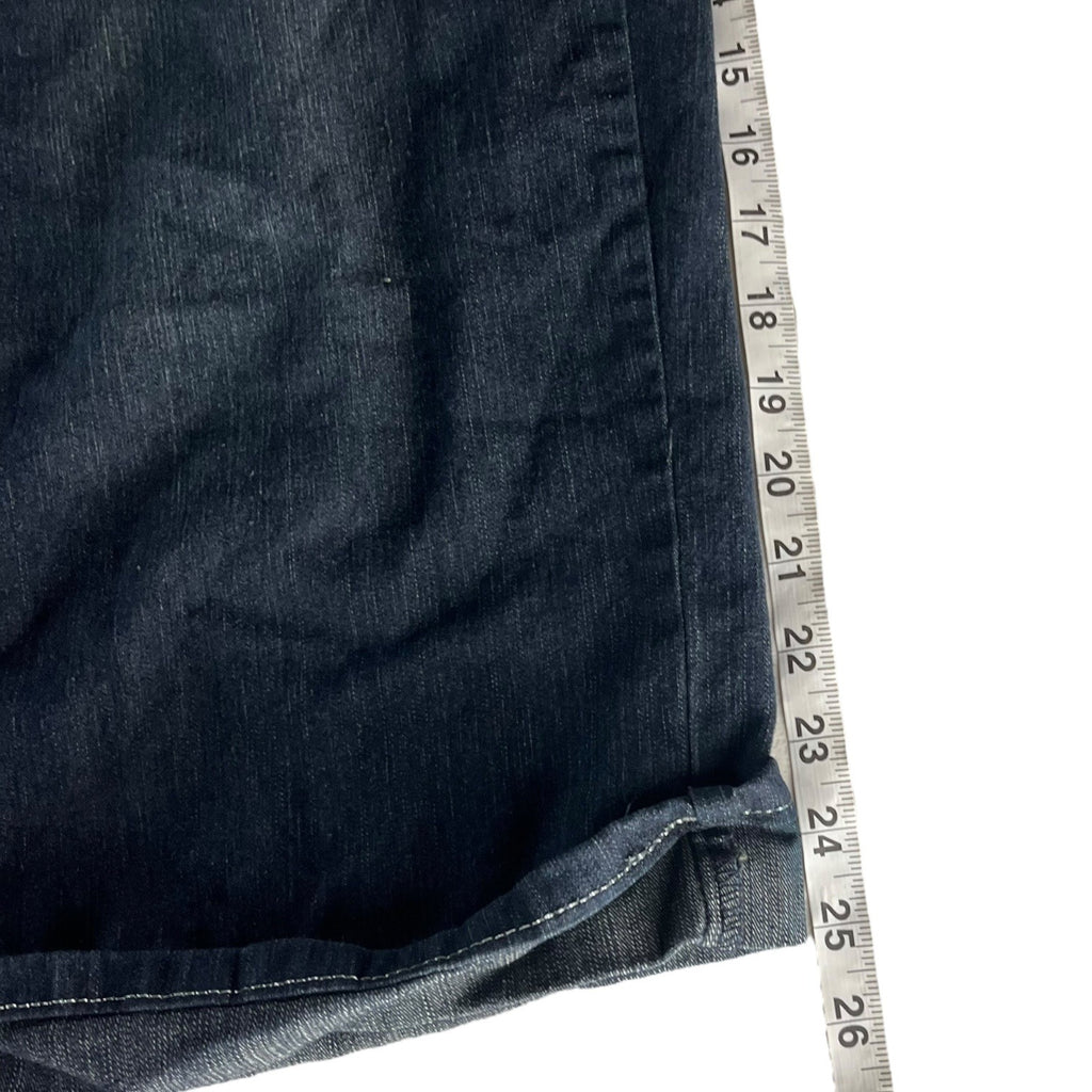 Zip Womens Stretch Denim Bermuda Shorts Size 24 Blue Five-Pocket Button Closure
