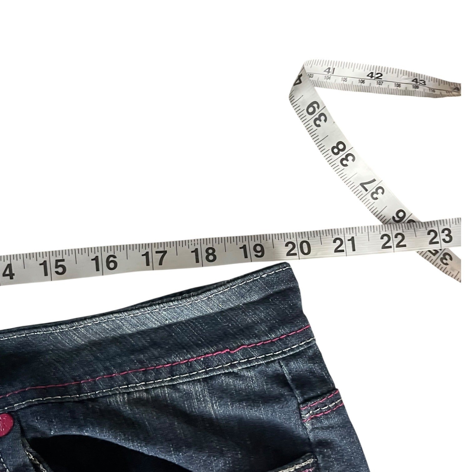 Zip Womens Stretch Denim Bermuda Shorts Size 24 Blue Five-Pocket Button Closure