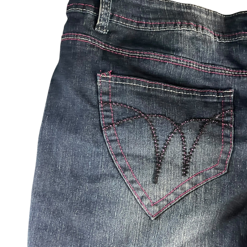 Zip Womens Stretch Denim Bermuda Shorts Size 24 Blue Five-Pocket Button Closure