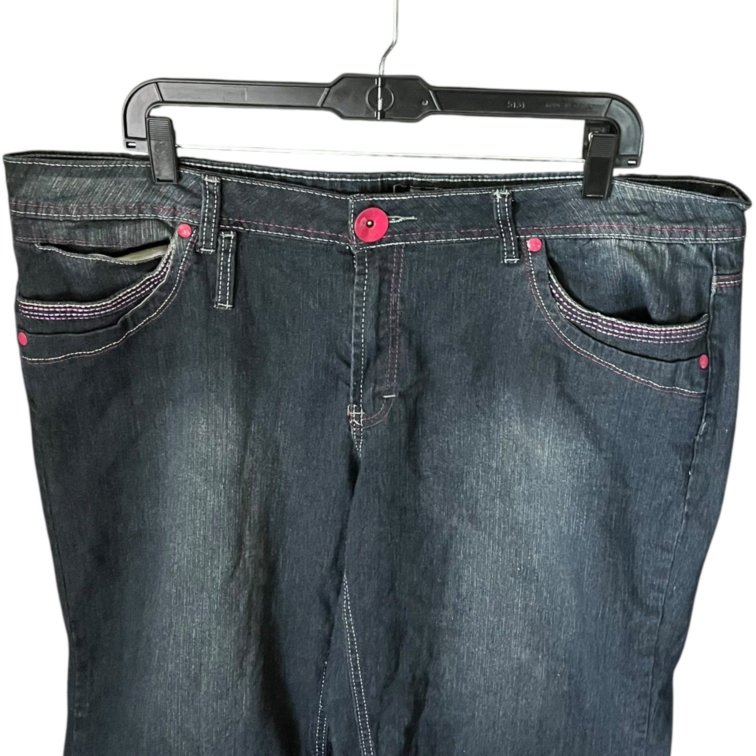 Zip Womens Stretch Denim Bermuda Shorts Size 24 Blue Five-Pocket Button Closure