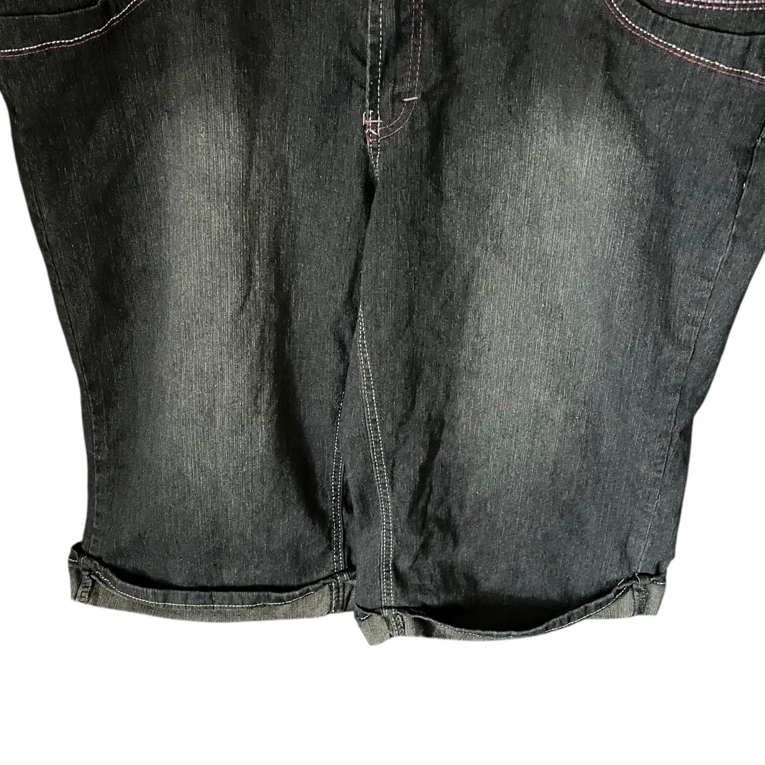 Zip Womens Stretch Denim Bermuda Shorts Size 24 Blue Five-Pocket Button Closure