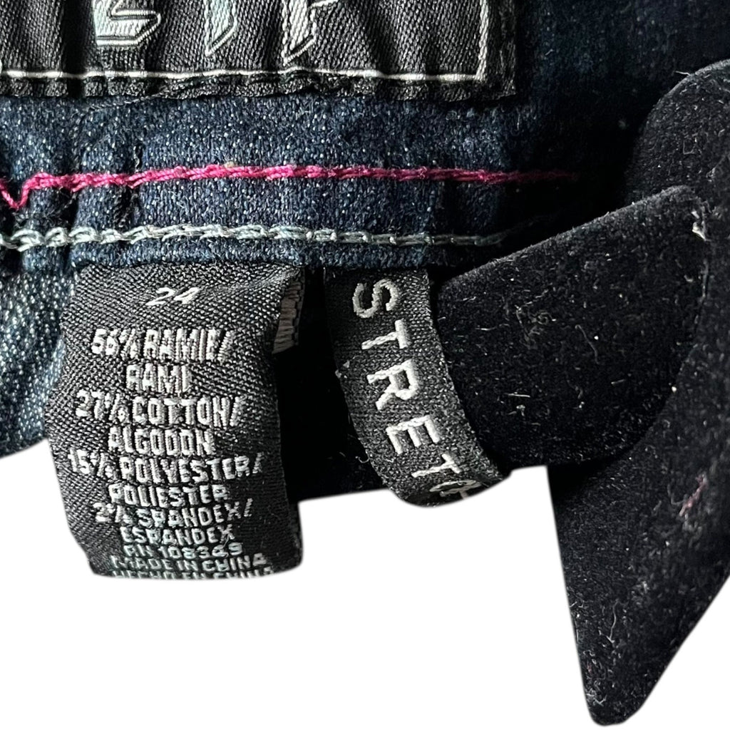 Zip Womens Stretch Denim Bermuda Shorts Size 24 Blue Five-Pocket Button Closure