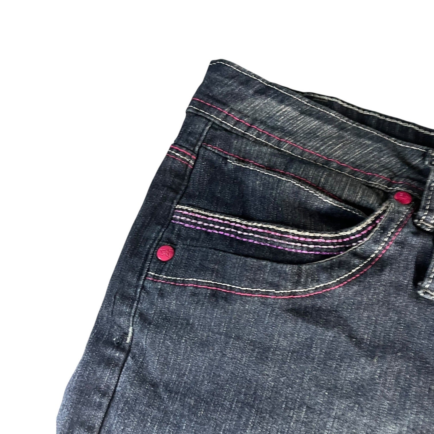 Zip Womens Stretch Denim Bermuda Shorts Size 24 Blue Five-Pocket Button Closure