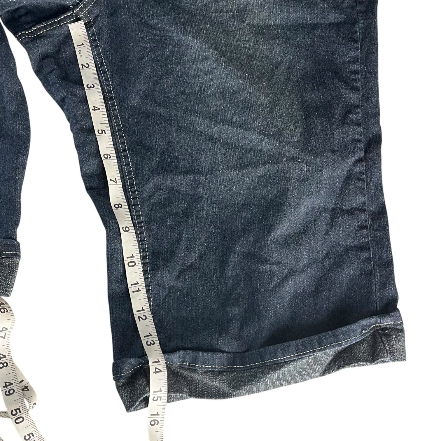 Zip Womens Stretch Denim Bermuda Shorts Size 24 Blue Five-Pocket Button Closure