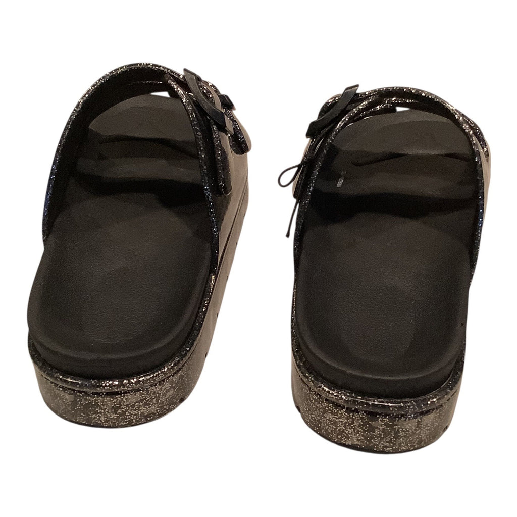 Wonder Nation Girls Black Glitter Jelly Slide Sandals Size 3 Two Buckles Durable