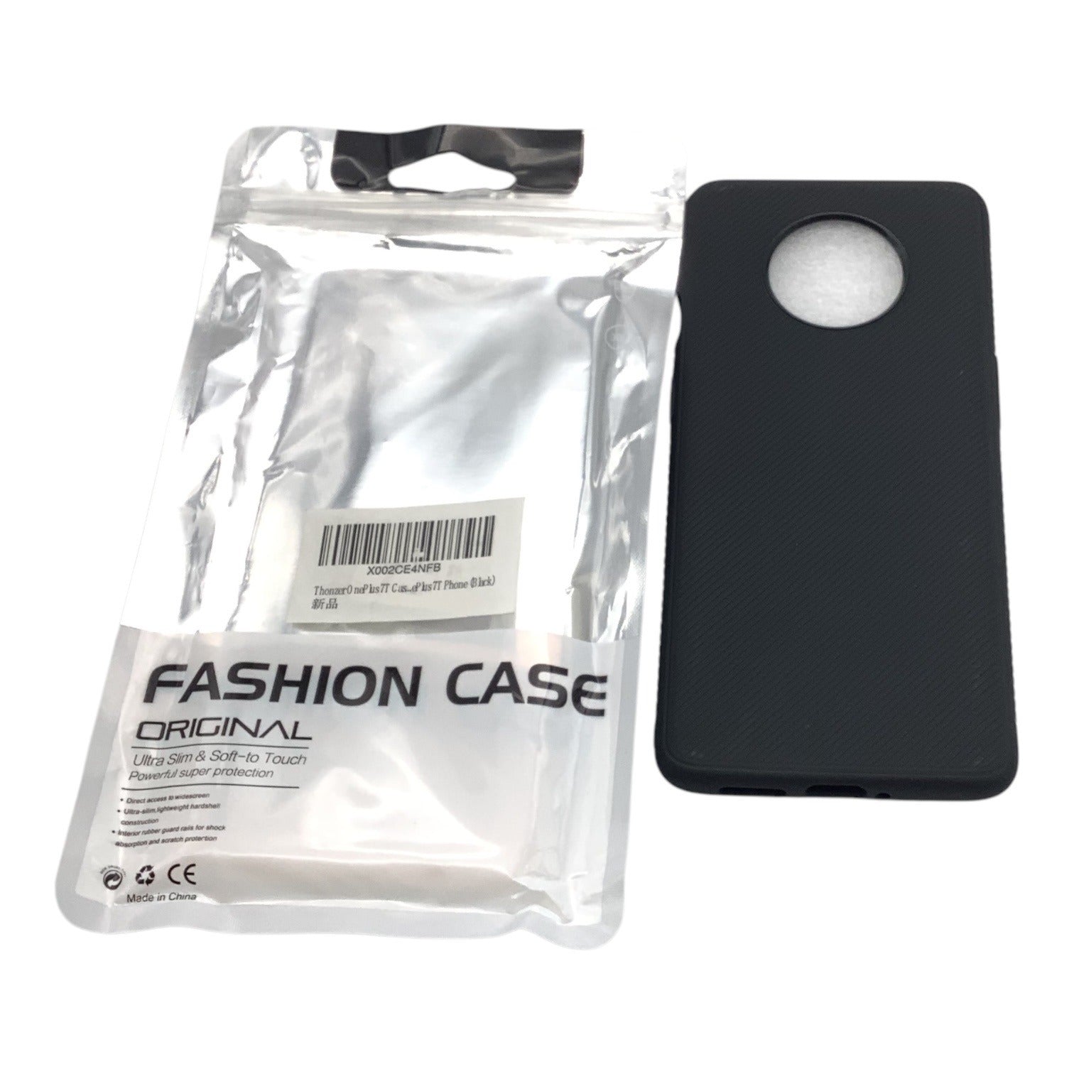 Fashion Case For OnePlus 7T Phone Black Ultra Slim Soft-To-Touch Protective Cover