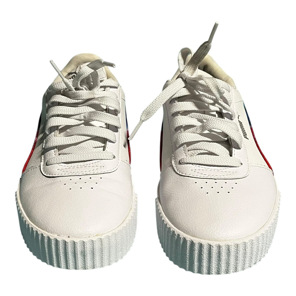 Puma Carina Tie Dye Women's Athletic Shoe White Rainbow Size 7.5 Tennis Sneakers