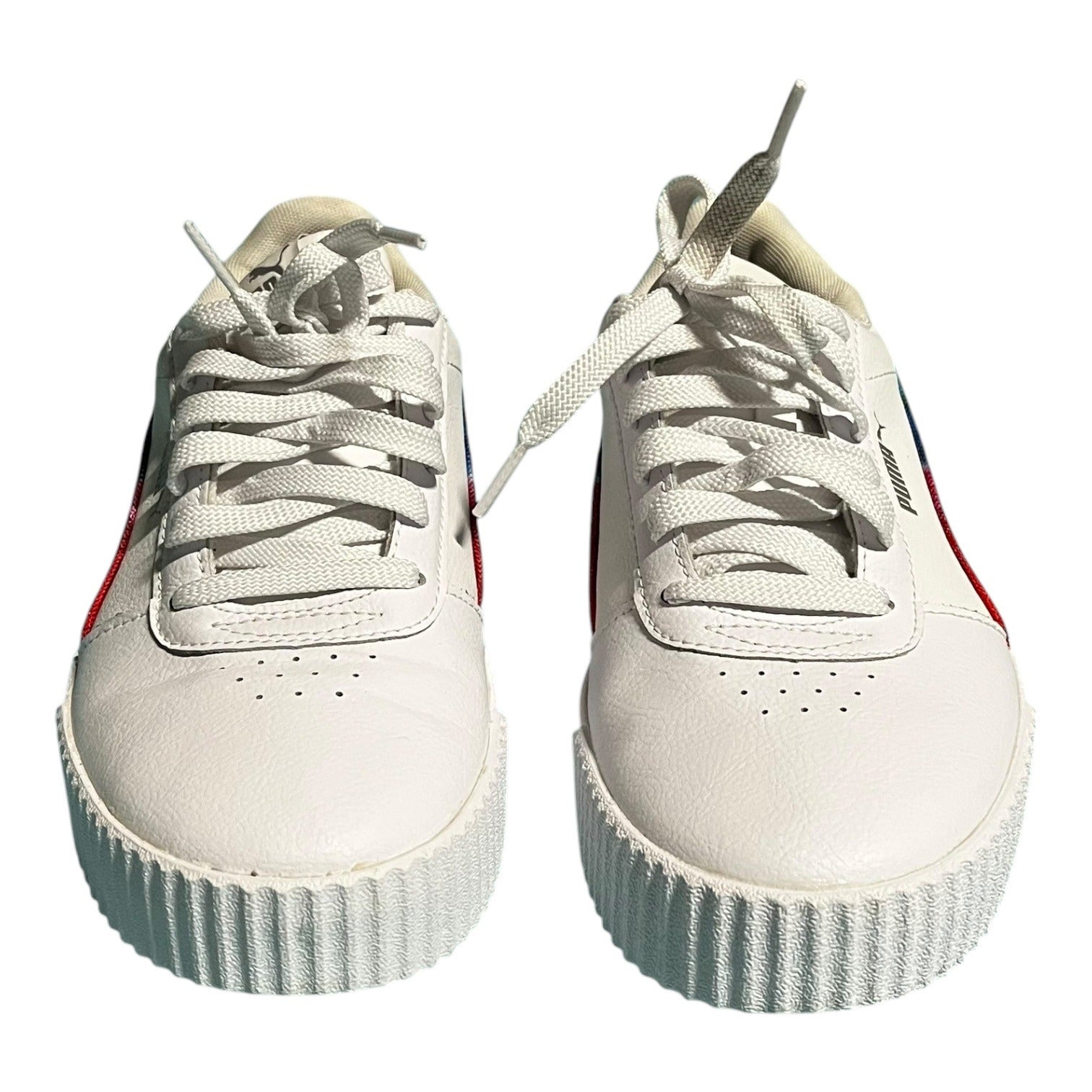 Puma Carina Tie Dye Women's Athletic Shoe White Rainbow Size 7.5 Tennis Sneakers