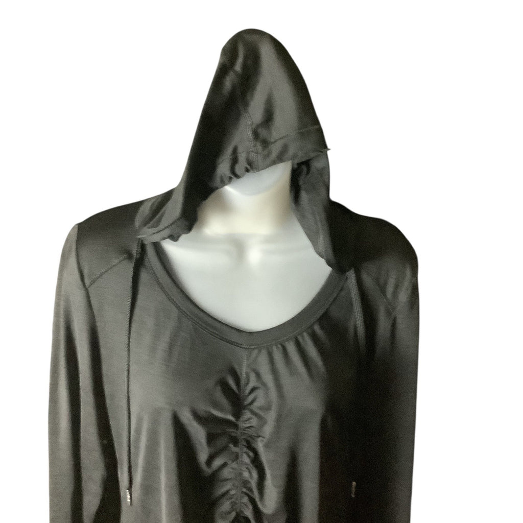 Calvin Klein Performance Quick Dry Womens Black Hooded Long Sleeve Ruched Top M