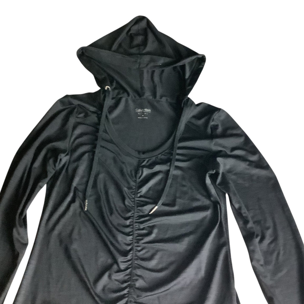 Calvin Klein Performance Quick Dry Womens Black Hooded Long Sleeve Ruched Top M