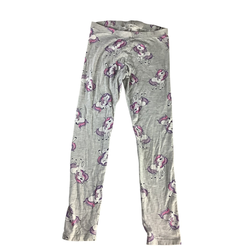 H&M Girls Unicorn Print Leggings Size US 6-8Y Grey Comfy Stretchy Casual Wear