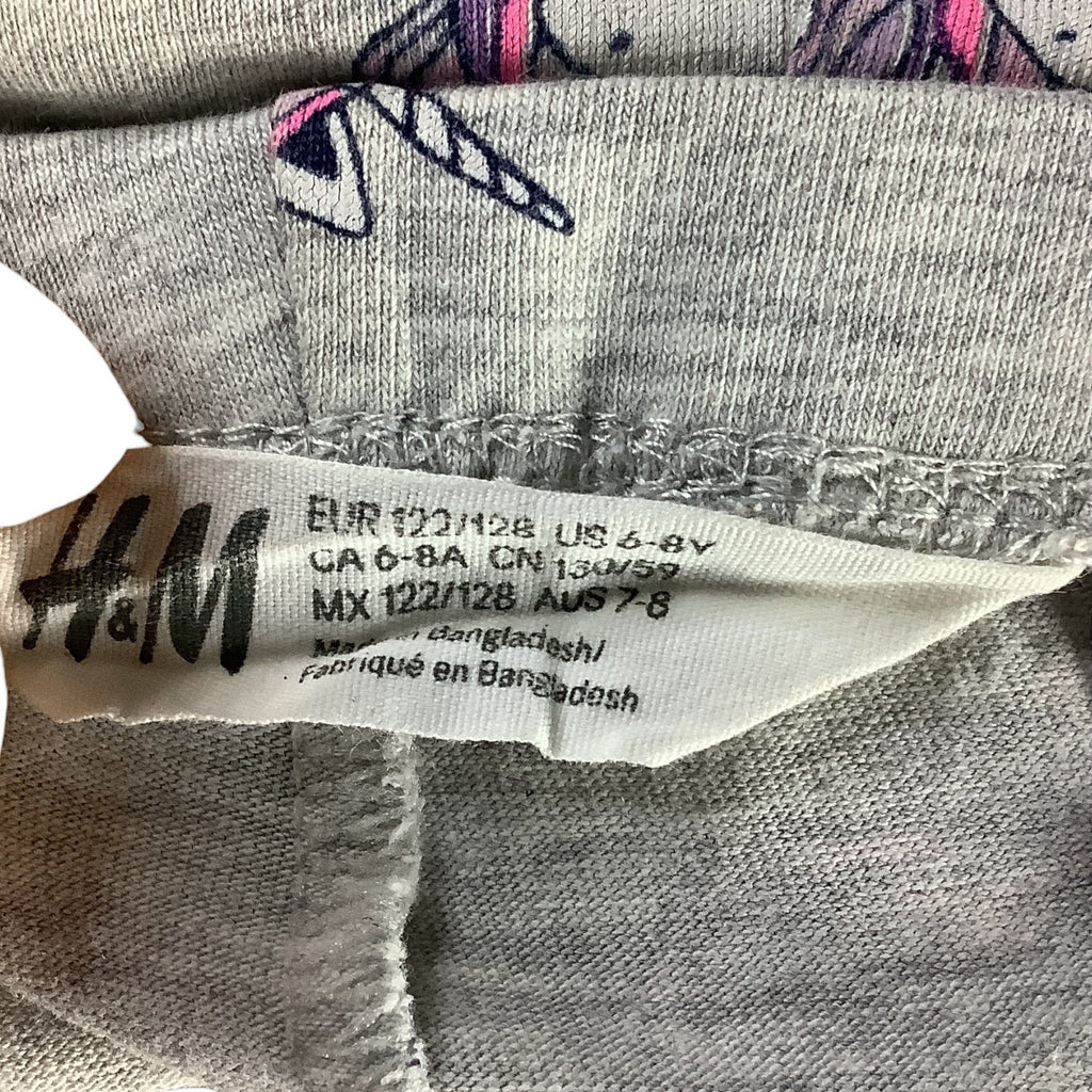 H&M Girls Unicorn Print Leggings Size US 6-8Y Grey Comfy Stretchy Casual Wear