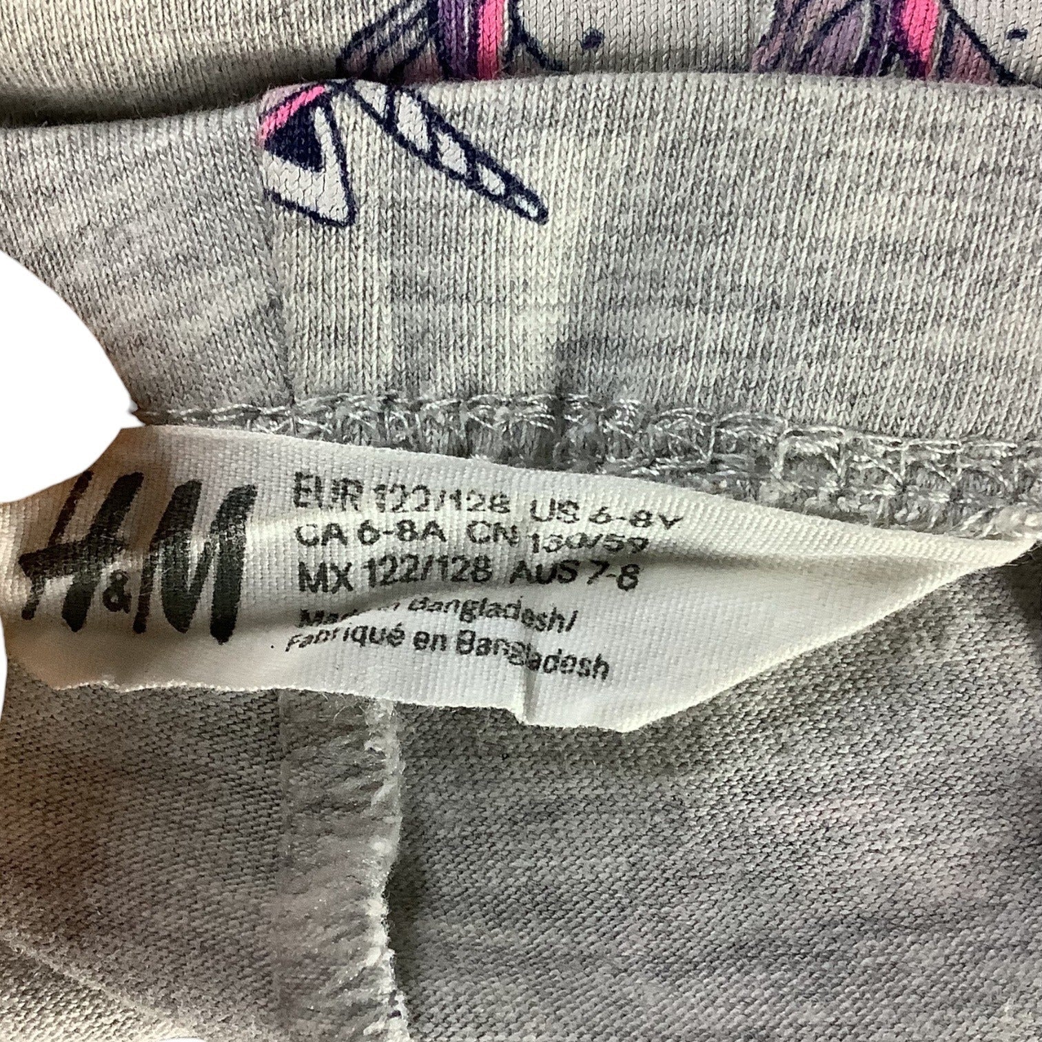 H&M Girls Unicorn Print Leggings Size US 6-8Y Grey Comfy Stretchy Casual Wear