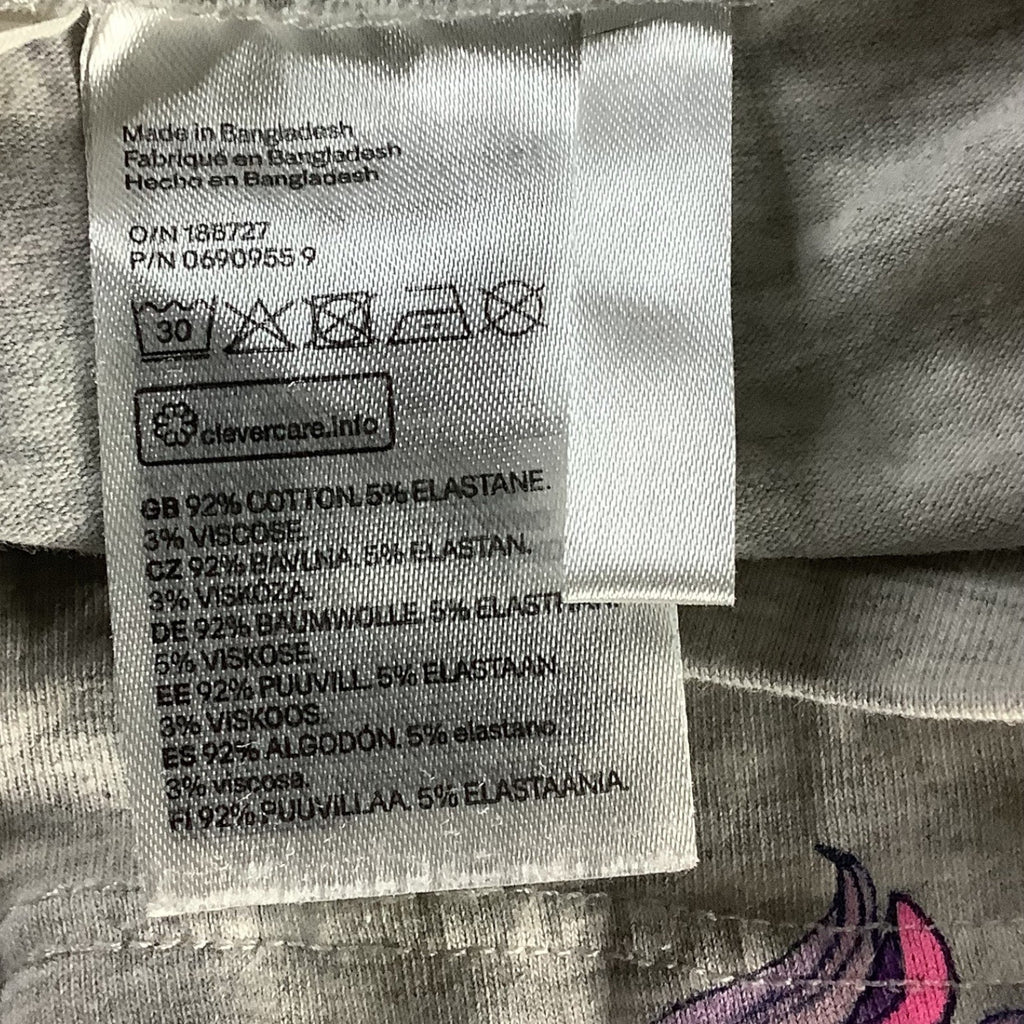 H&M Girls Unicorn Print Leggings Size US 6-8Y Grey Comfy Stretchy Casual Wear