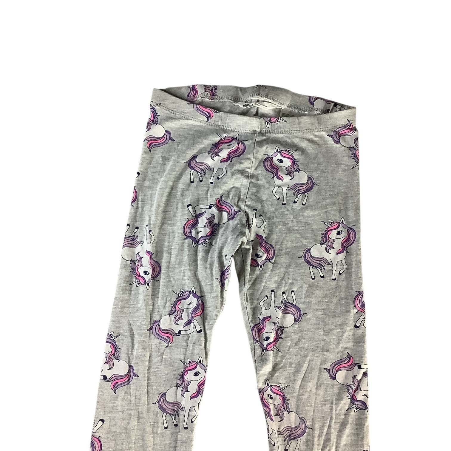 H&M Girls Unicorn Print Leggings Size US 6-8Y Grey Comfy Stretchy Casual Wear
