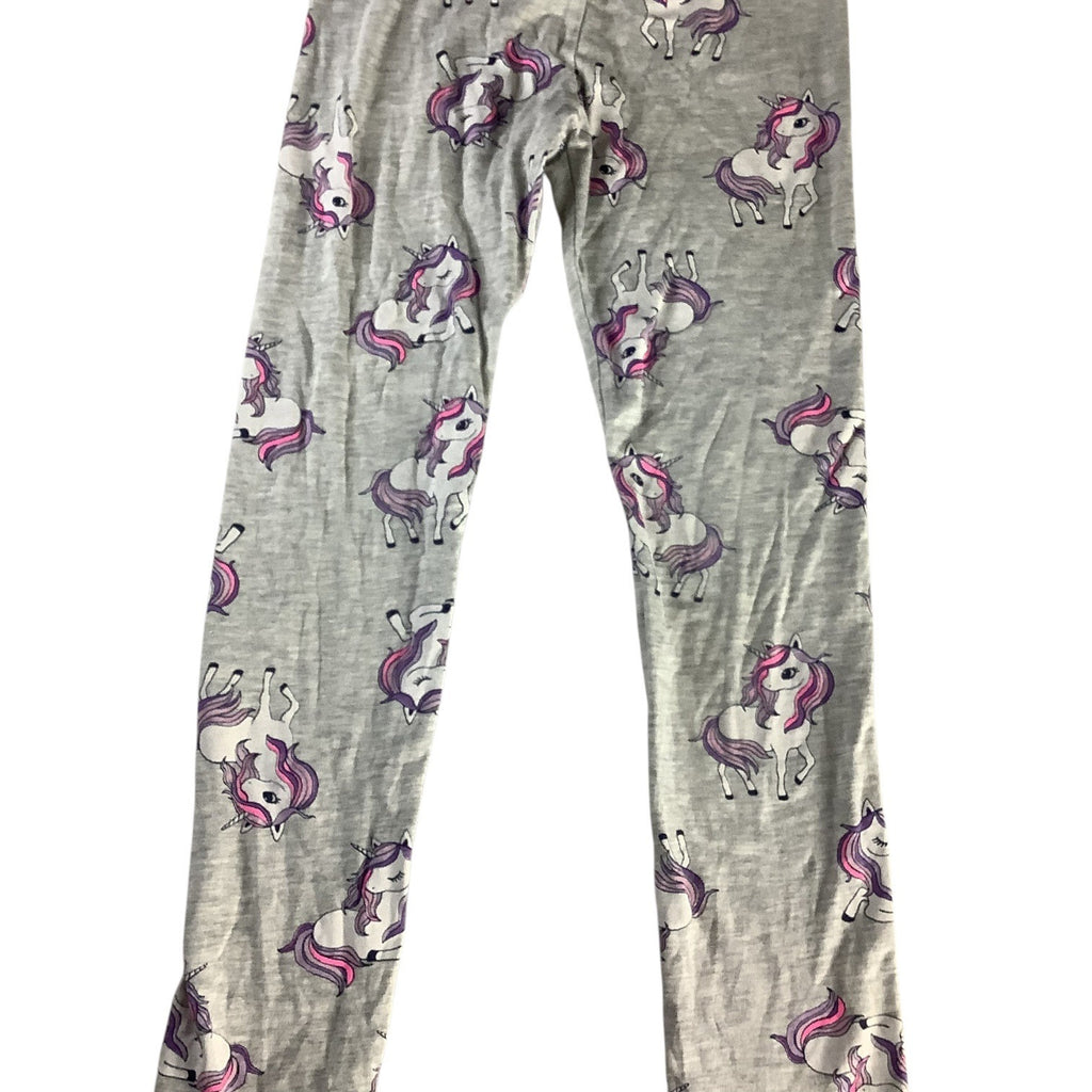 H&M Girls Unicorn Print Leggings Size US 6-8Y Grey Comfy Stretchy Casual Wear