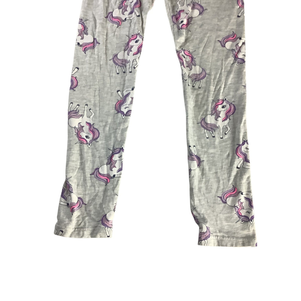 H&M Girls Unicorn Print Leggings Size US 6-8Y Grey Comfy Stretchy Casual Wear
