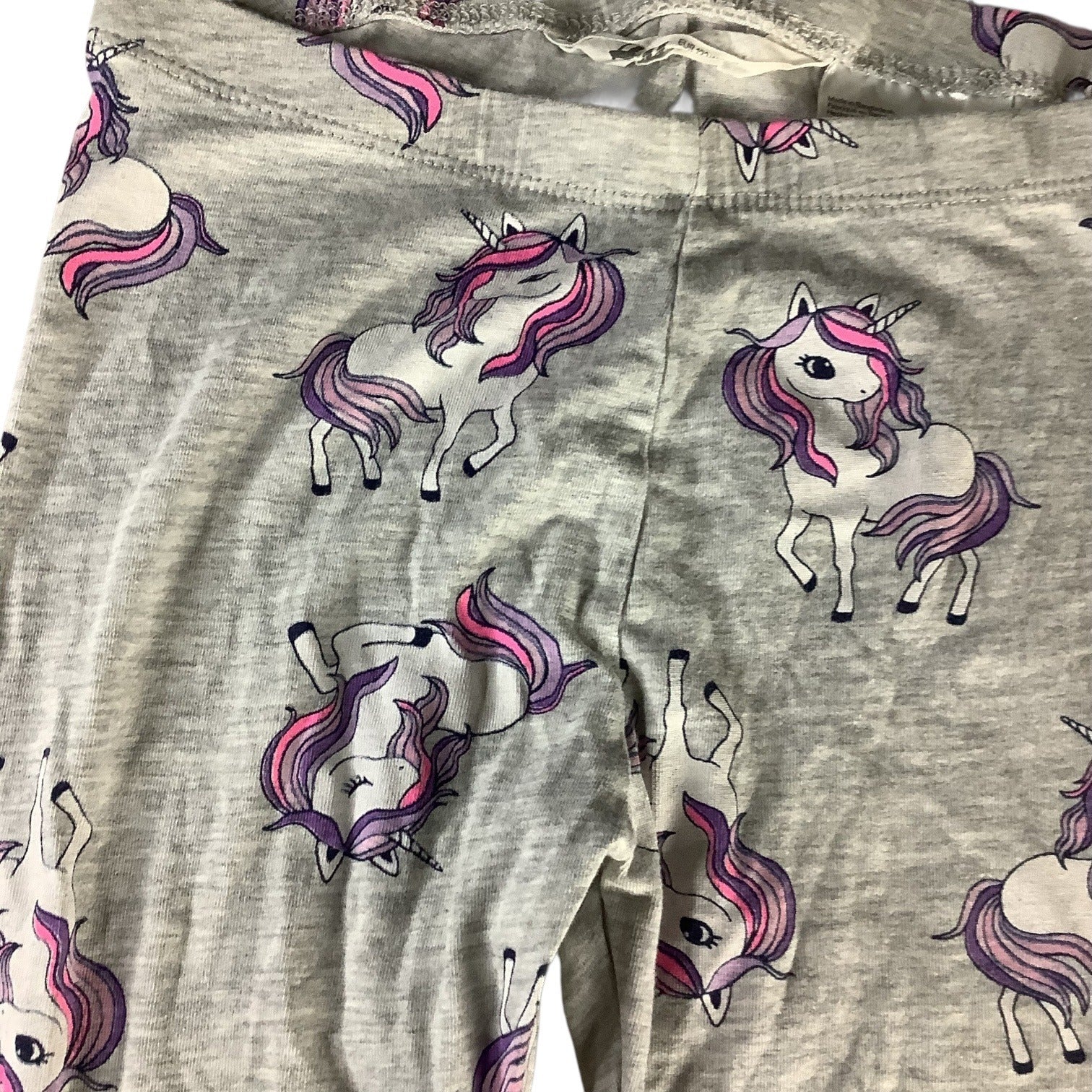 H&M Girls Unicorn Print Leggings Size US 6-8Y Grey Comfy Stretchy Casual Wear