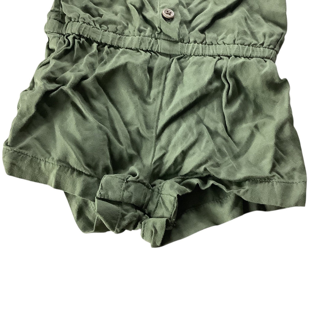 Old Navy Baby Girl Green Romper Jumpsuit Button Elastic Waist Short Sleeve 3-6M