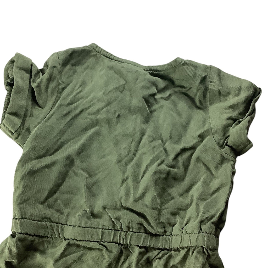 Old Navy Baby Girl Green Romper Jumpsuit Button Elastic Waist Short Sleeve 3-6M