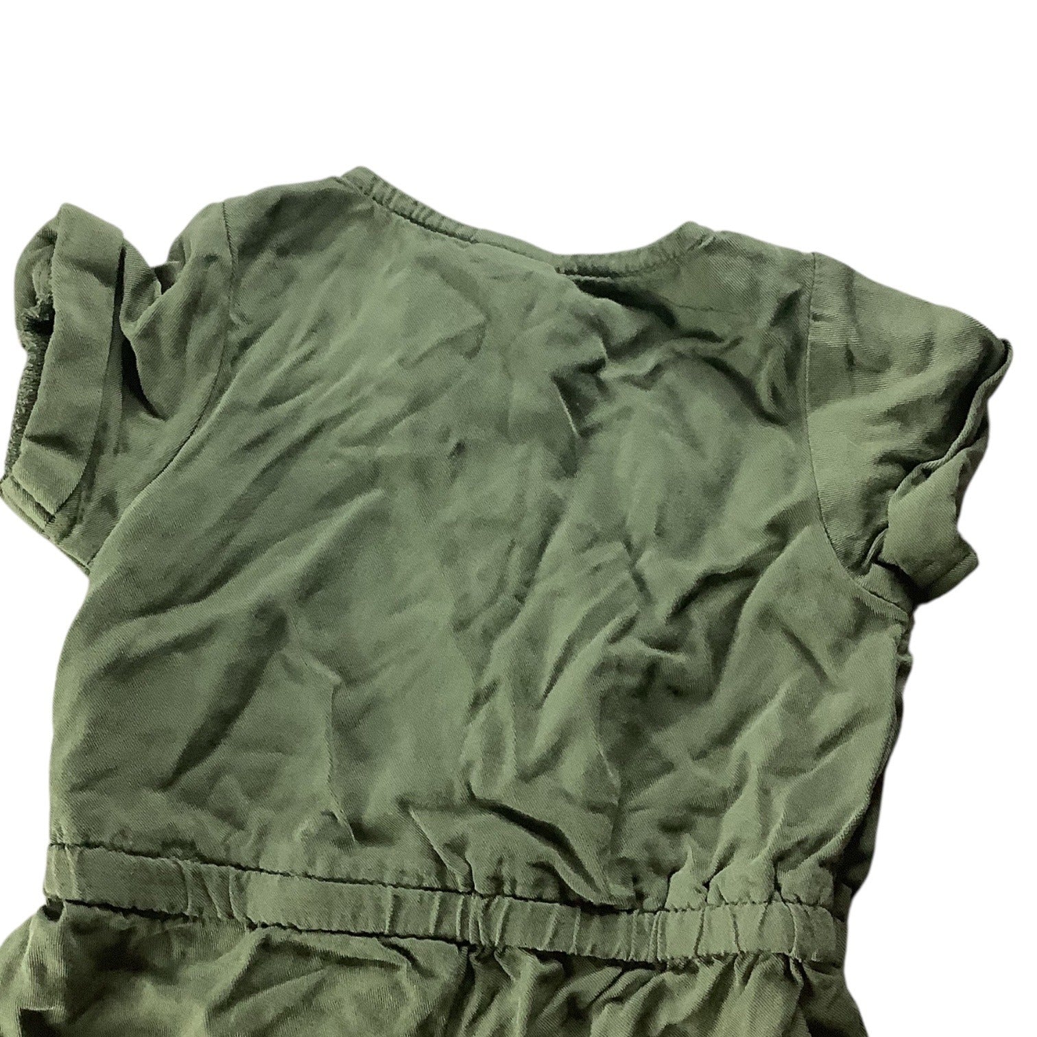 Old Navy Baby Girl Green Romper Jumpsuit Button Elastic Waist Short Sleeve 3-6M