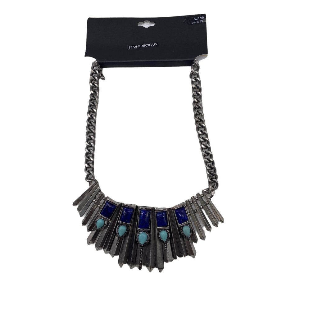 Target Semi Precious Stone Silver Tone Southwestern Bib Necklace Chic Blue