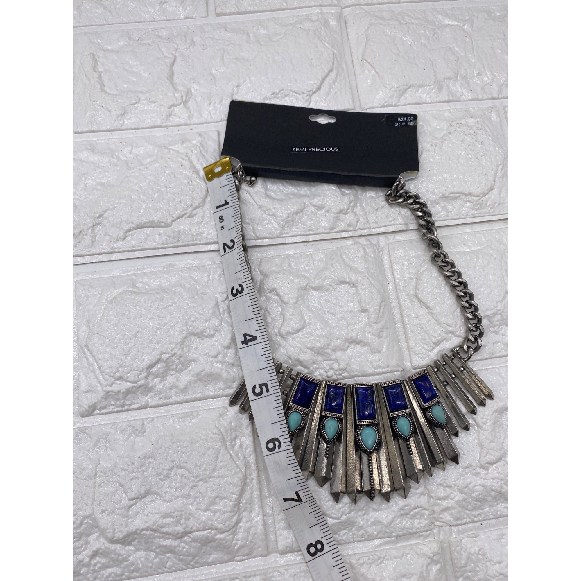 Target Semi Precious Stone Silver Tone Southwestern Bib Necklace Chic Blue