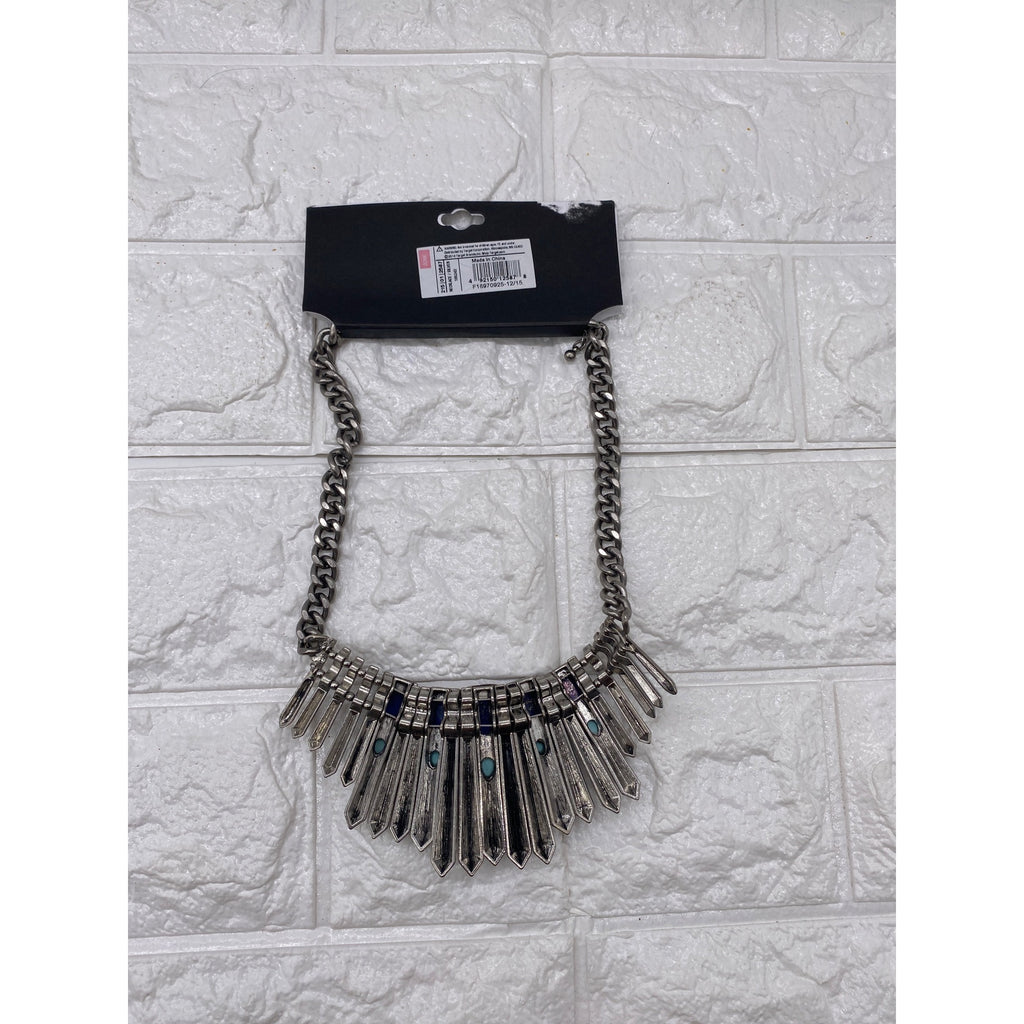 Target Semi Precious Stone Silver Tone Southwestern Bib Necklace Chic Blue