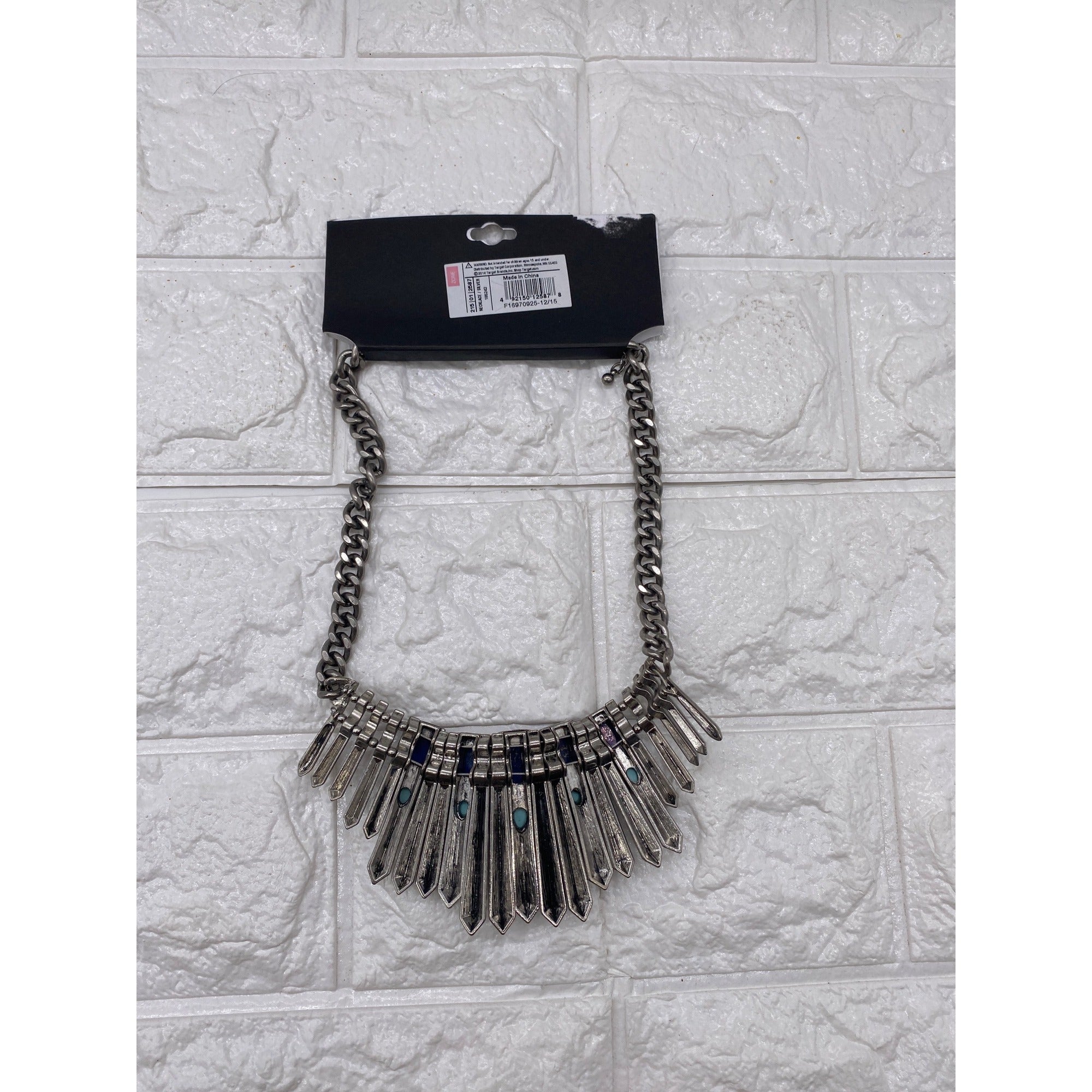 Target Semi Precious Stone Silver Tone Southwestern Bib Necklace Chic Blue