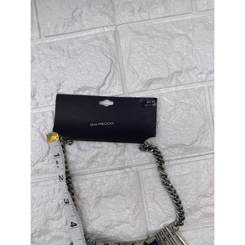 Target Semi Precious Stone Silver Tone Southwestern Bib Necklace Chic Blue