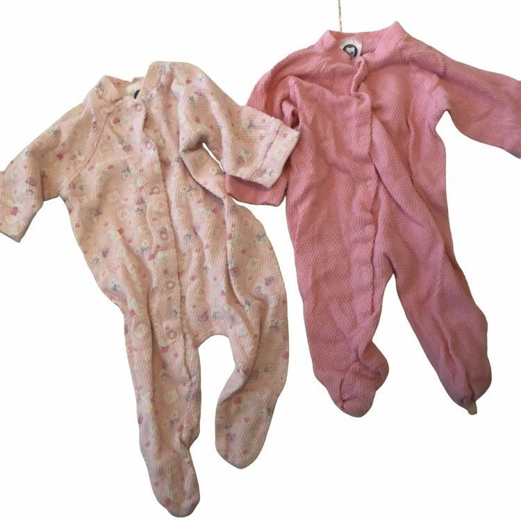 Gerber Baby Girl Pajamas Bundle 0-3 M 2pc Pink Floral 100% Cotton Footed Sleeper