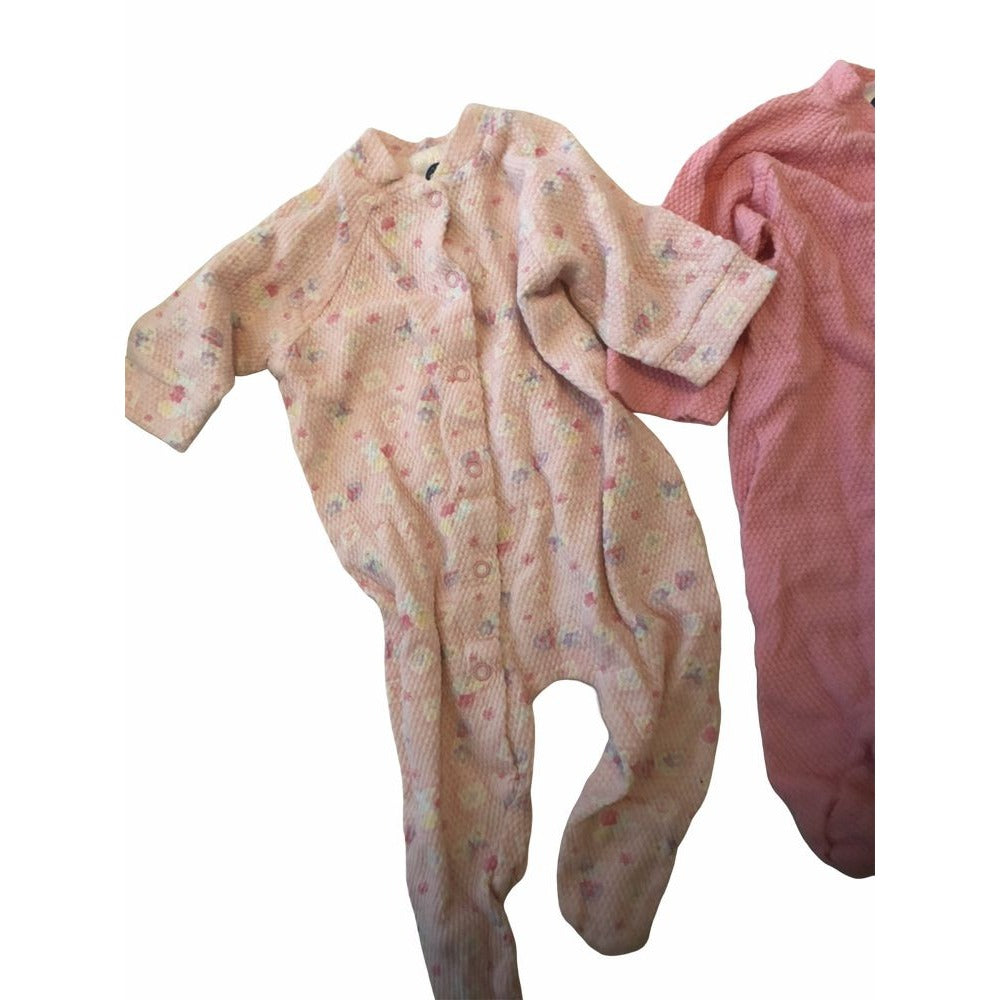 Gerber Baby Girl Pajamas Bundle 0-3 M 2pc Pink Floral 100% Cotton Footed Sleeper