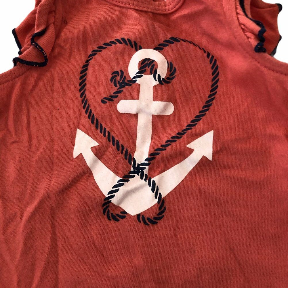 Kids Headquarters Baby Girls 6-9 Months Peach Shirt With Anchor Heart Design